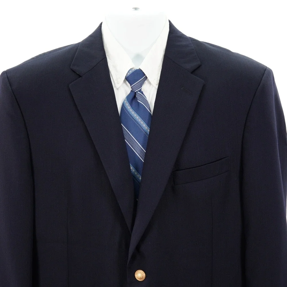Jos A Bank Wool Blue Gold Button Blazer 42R Model: James